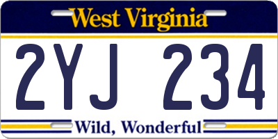 WV license plate 2YJ234