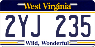 WV license plate 2YJ235