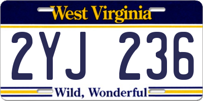 WV license plate 2YJ236