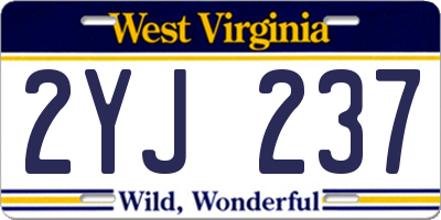 WV license plate 2YJ237