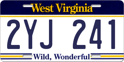 WV license plate 2YJ241