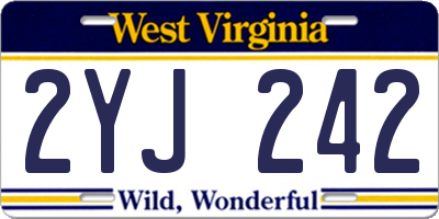 WV license plate 2YJ242