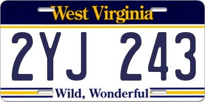 WV license plate 2YJ243