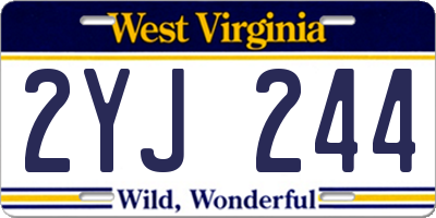 WV license plate 2YJ244