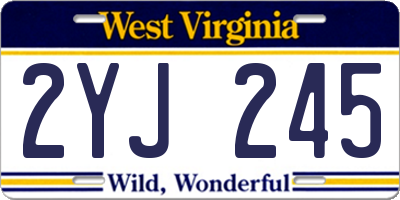 WV license plate 2YJ245