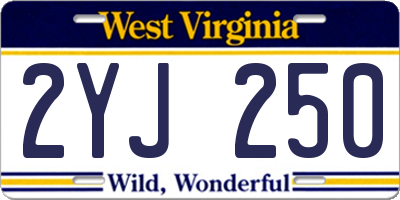 WV license plate 2YJ250
