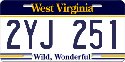 WV license plate 2YJ251