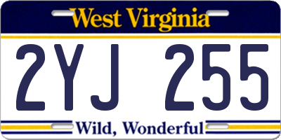 WV license plate 2YJ255