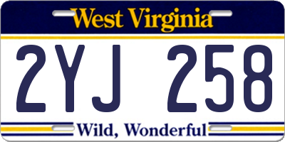 WV license plate 2YJ258