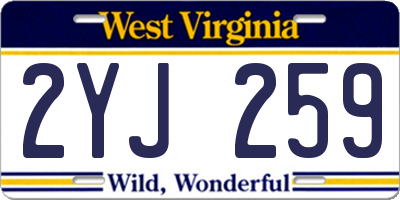 WV license plate 2YJ259