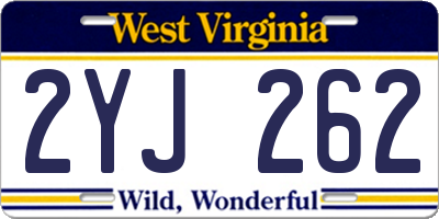 WV license plate 2YJ262