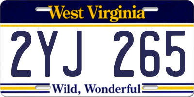 WV license plate 2YJ265