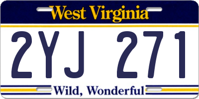 WV license plate 2YJ271