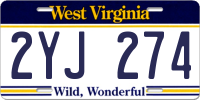 WV license plate 2YJ274