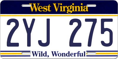 WV license plate 2YJ275