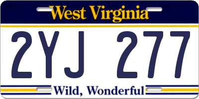 WV license plate 2YJ277