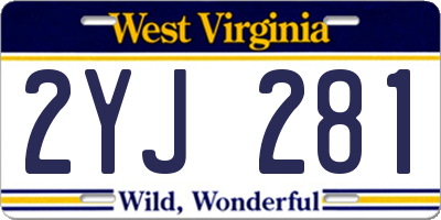 WV license plate 2YJ281