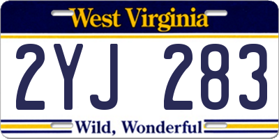 WV license plate 2YJ283