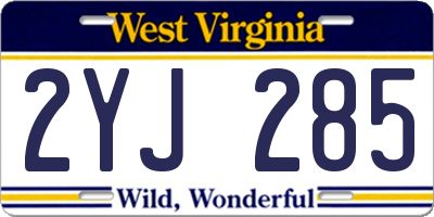 WV license plate 2YJ285