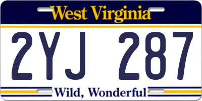 WV license plate 2YJ287