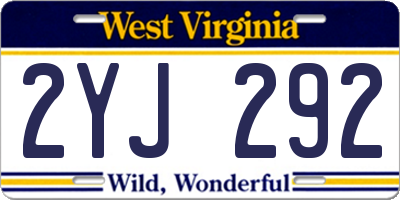 WV license plate 2YJ292