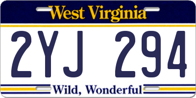 WV license plate 2YJ294