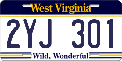WV license plate 2YJ301
