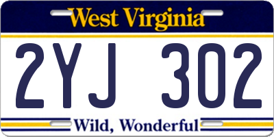 WV license plate 2YJ302