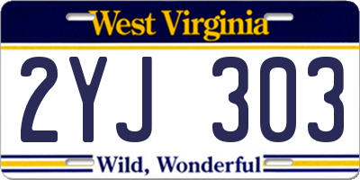 WV license plate 2YJ303