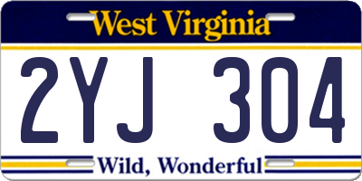WV license plate 2YJ304