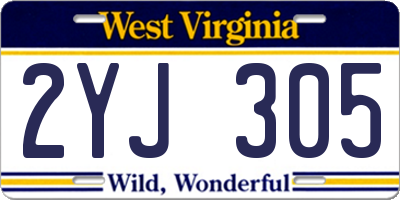 WV license plate 2YJ305