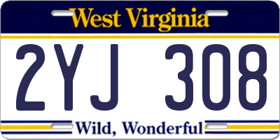 WV license plate 2YJ308