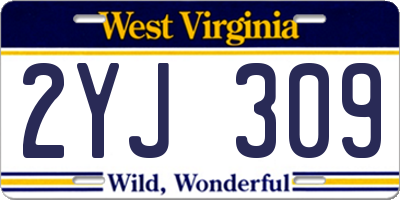 WV license plate 2YJ309