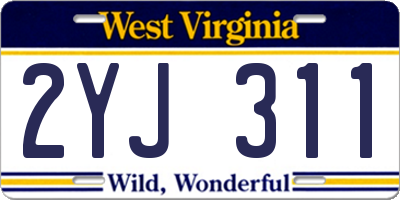 WV license plate 2YJ311