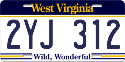 WV license plate 2YJ312