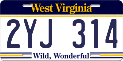 WV license plate 2YJ314