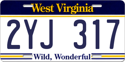 WV license plate 2YJ317
