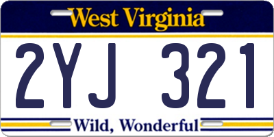 WV license plate 2YJ321