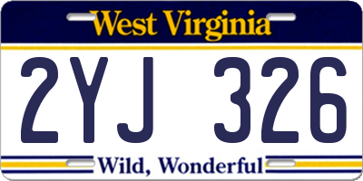 WV license plate 2YJ326