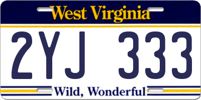 WV license plate 2YJ333