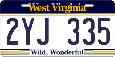 WV license plate 2YJ335