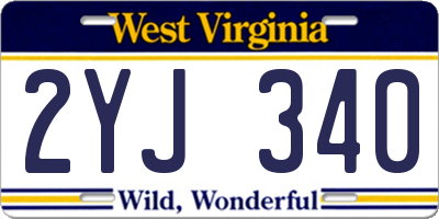 WV license plate 2YJ340