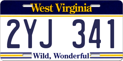 WV license plate 2YJ341