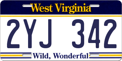 WV license plate 2YJ342