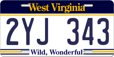 WV license plate 2YJ343
