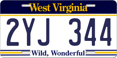 WV license plate 2YJ344