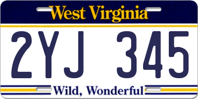 WV license plate 2YJ345