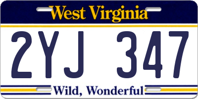 WV license plate 2YJ347