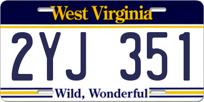 WV license plate 2YJ351