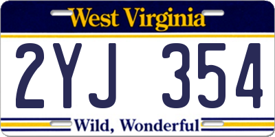WV license plate 2YJ354